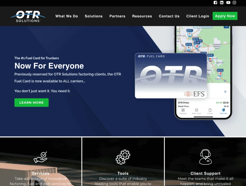 otr solutions web page